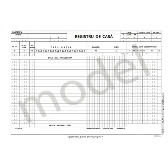 Registru casa A4 autocopiativ