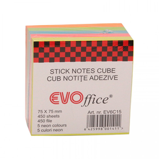 Notes autoadeziv 76x76mm 450 file neon