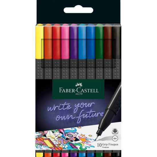 Liner 0.4mm 10 culori/set Grip Faber-Castell