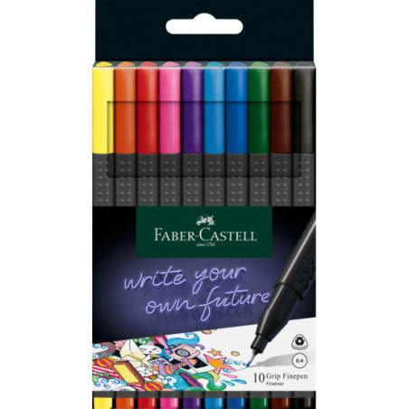 Liner 0.4mm 10 culori/set Grip Faber-Castell