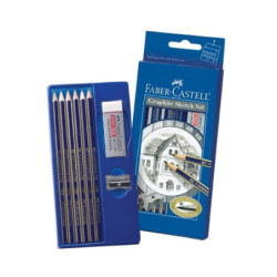 Set 6 Creion Grafit Goldfaber cu radiera si ascutitoare Faber-Castell
