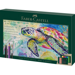 Set cadou 40 buc creioane colorate A.Durer + 5 Pitt Artis Pen+ pensula Faber-Castell