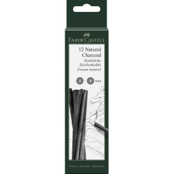 Carbune natural Pitt Monochrome 5-8 mm 12 buc/set Faber-Castell