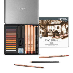 Creioane + accesorii 25 piese tonuri maro LYRA Rembrandt