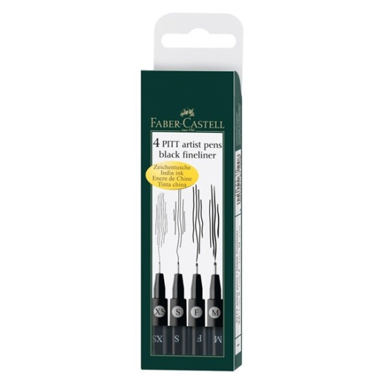 Pitt Artist Pen Set 4 buc F, M, S, XS Faber-Castell