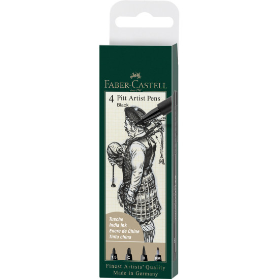 Pitt Artist Pen Set 4 buc 1.5, C, B, FM Faber-Castell