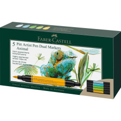Pitt Artist Pen Dual Marker set 5 culori Animals Faber-Castell