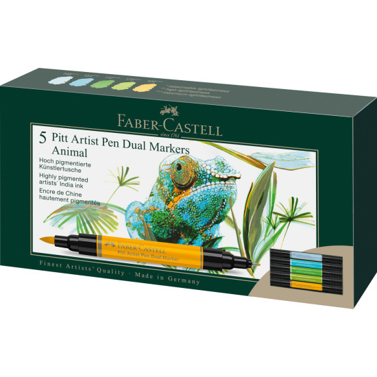 Pitt Artist Pen Dual Marker set 5 culori Animals Faber-Castell