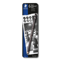 Set 6 creioane grafit Staedtler Lumograph Black