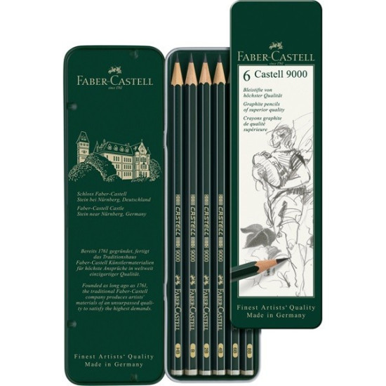Set 6 Buc Creion Grafit Castell 9000 Faber-Castell