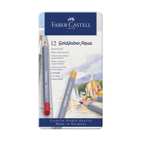 Creioane Colorate Aquarelle 12 Culori Goldfaber Cutie Metal Faber-Castell