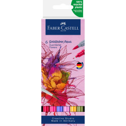 Set 6 markere solubile 2 capete Flori Goldfaber Faber-Castell