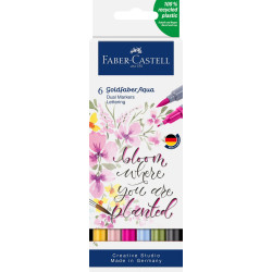 Set 6 markere solubile 2 capete Lettering Goldfaber Faber-Castell