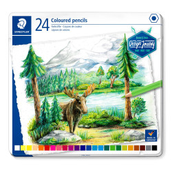 Creioane colorate 24 culori cutie metal Staedtler