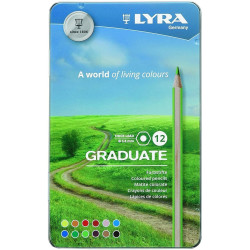 Creioane colorate 12 culori cutie metal Lyra Graduate