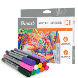 Marker vopsea acrilica 12 culori/set Dmast