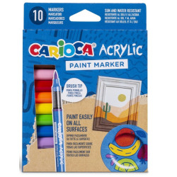 Marker cu vopsea acrilică 10 culori Carioca