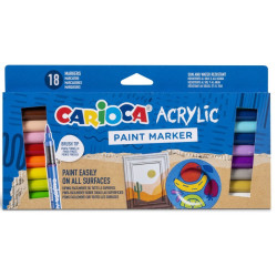 Marker cu vopsea acrilică 18 culori Carioca