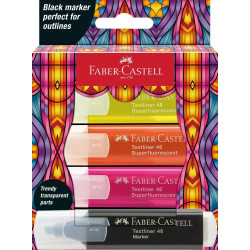 Set 4 textmarker Superfluorescent Editie Speciala Glassy Faber-Castell