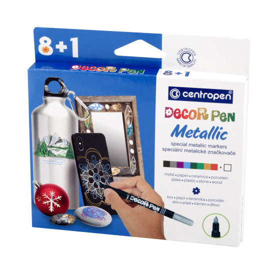 Marker permanent decor 8+1 culori metalice Centropen