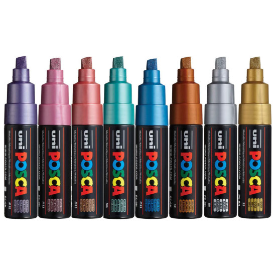 Marker culori metalizate varf 8mm UNI Posca PC-8K