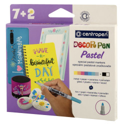 Marker permanent decor 7+2 culori pastel Centropen 2738