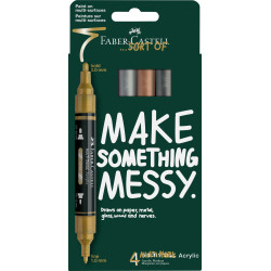 Blister 4 markere acrilice metalizate Multimark Faber-Castell